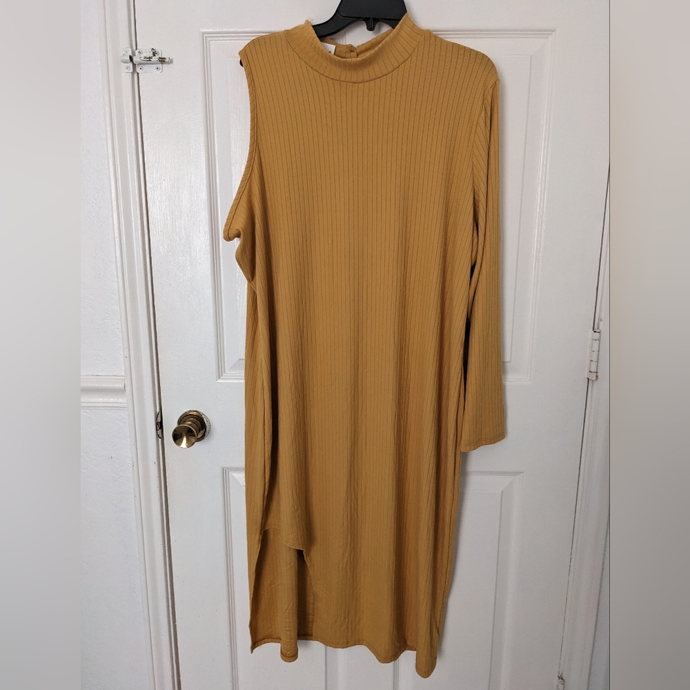 Ashley Stewart One Shoulder Mustard Dress